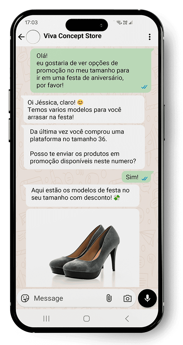Tela demonstrando histórico de pesquisa para atendimento personalizado com a VoxMe